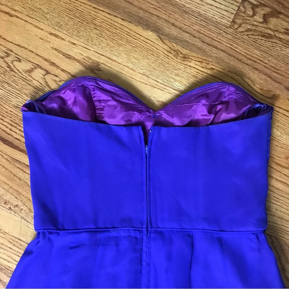 Vintage Kathryn Conover Purple Silk Strapless Dress - Picture 7 of 9